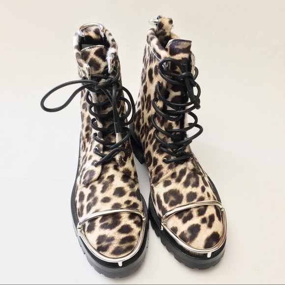 Alexander Wang Lyndon Leopard Print Combat Boots - Picture 5 of 8